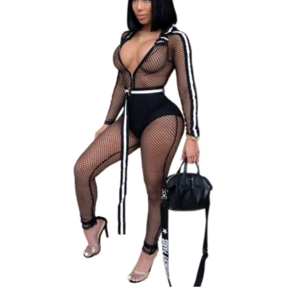 Black Fishnet Jumpsuit. redadmiralcollection.com - Picture 1 of 4
